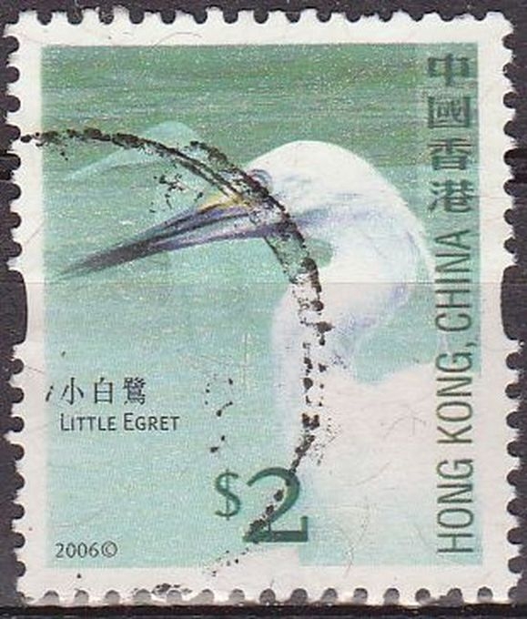 z vendido China Hong Kong 2006 Sello º Serie Pajaros Garceta Comun Little Egret Utilisé usado